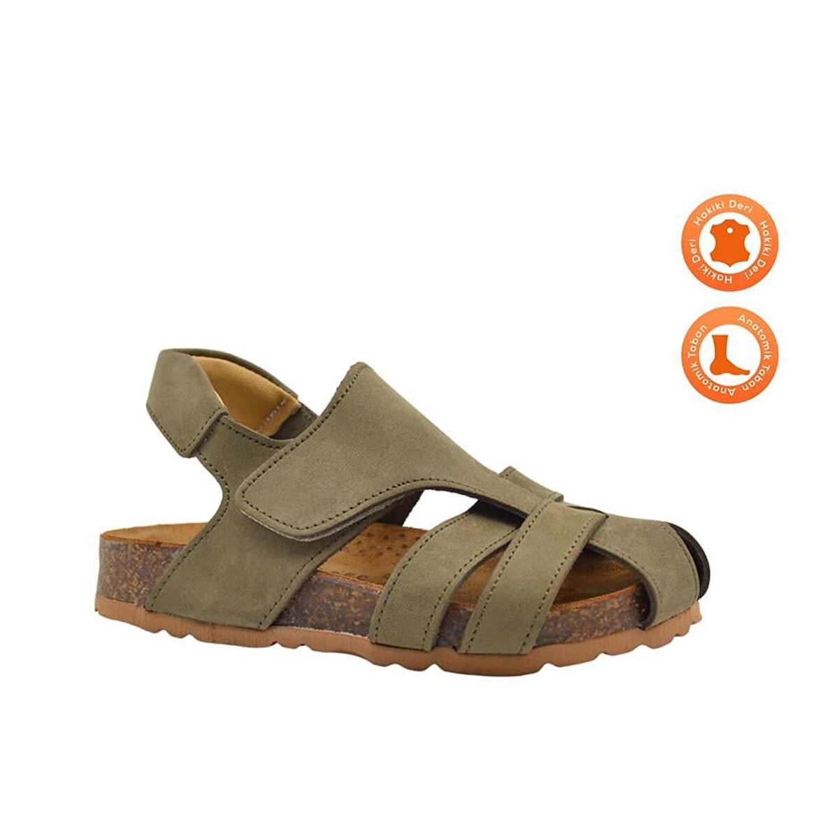 Arezzo Unisex Deri Çocuk Sandalet Haki