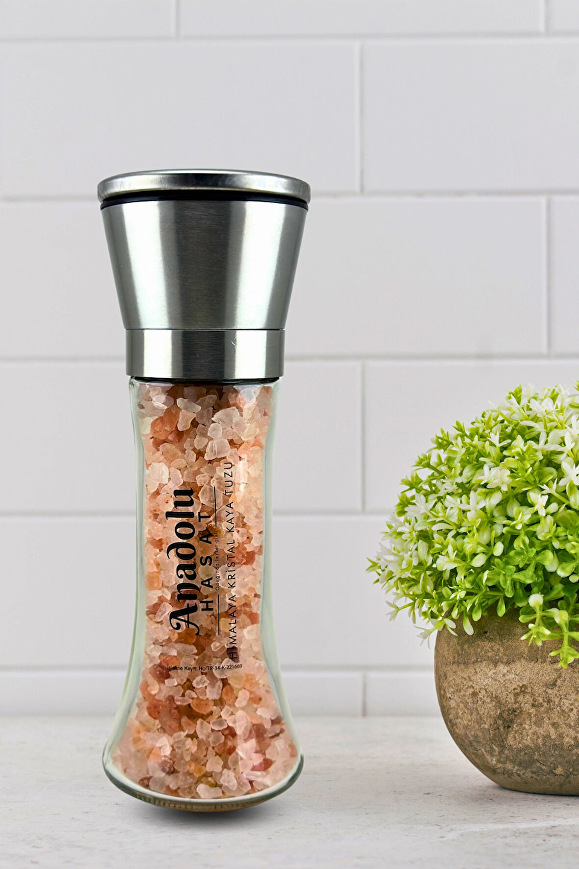 Metal Başlıklı Seramik Himalaya Kaya Tuzu Değirmen Öğütücü 200gr