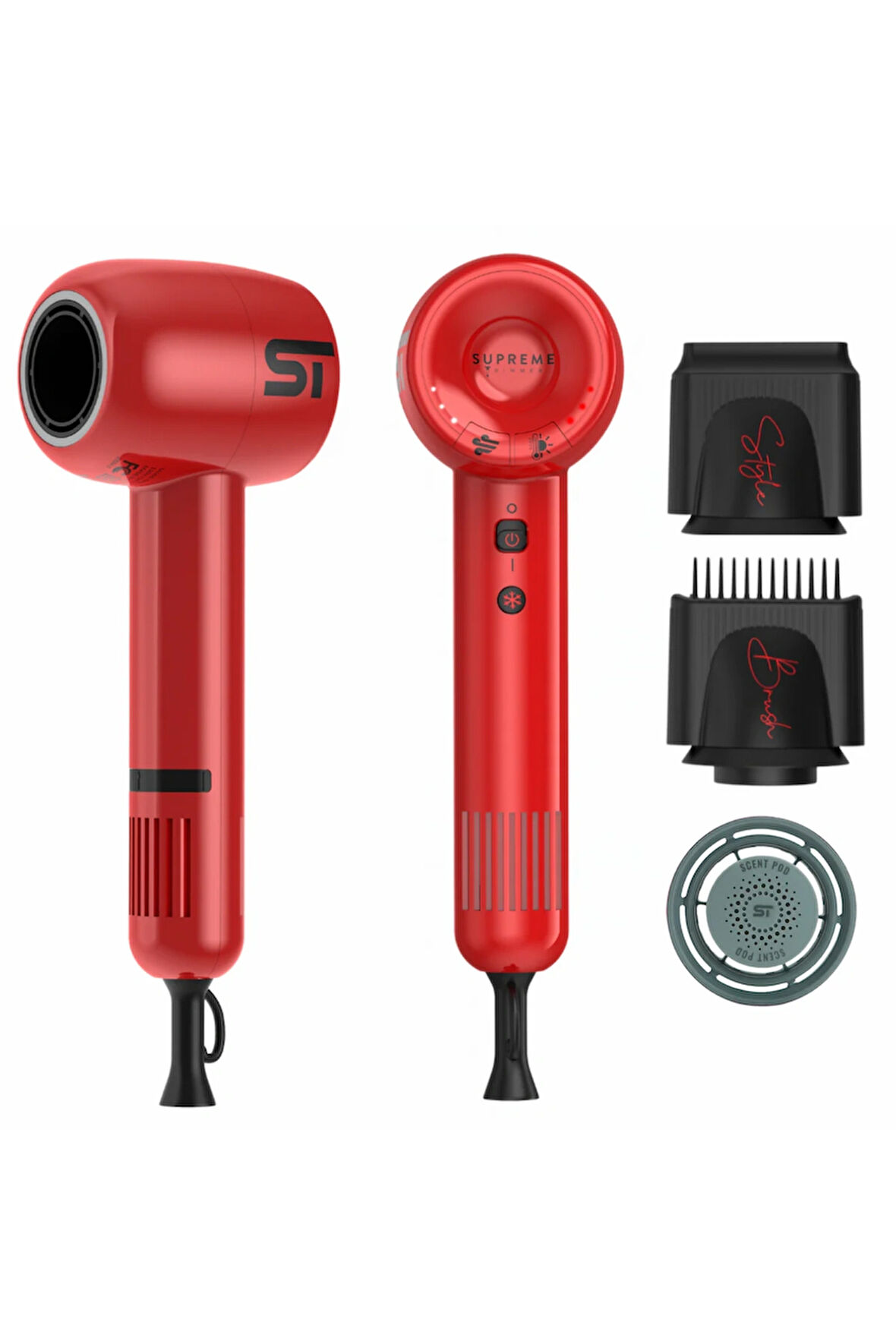 Supreme Trimmer Kırmızı Saç Kurutma Makinesi – 3 Isı 3 Hız Ayarı, Soğuk Hava Düğmeli