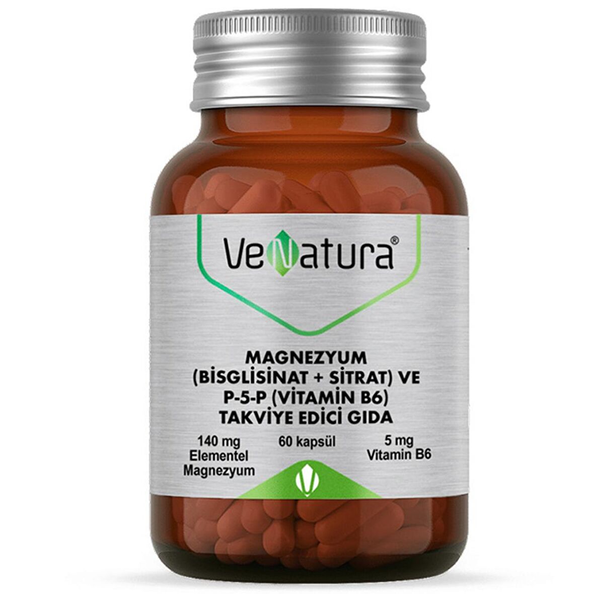 Venatura Magnezyum (Bisglisinat+Sitrat) ve P5P (Vitamin B6) 60 Kapsül