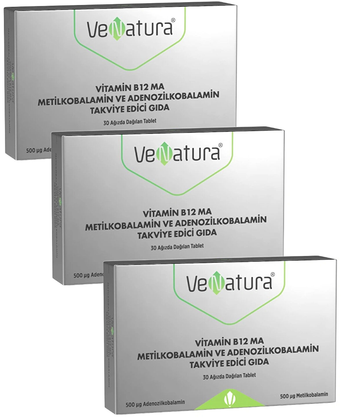 Venatura Vitamin B12 MA Metilkobalamin ve Adenozilkobalamin Ağızda Dağılan 30 Tablet 3'lü