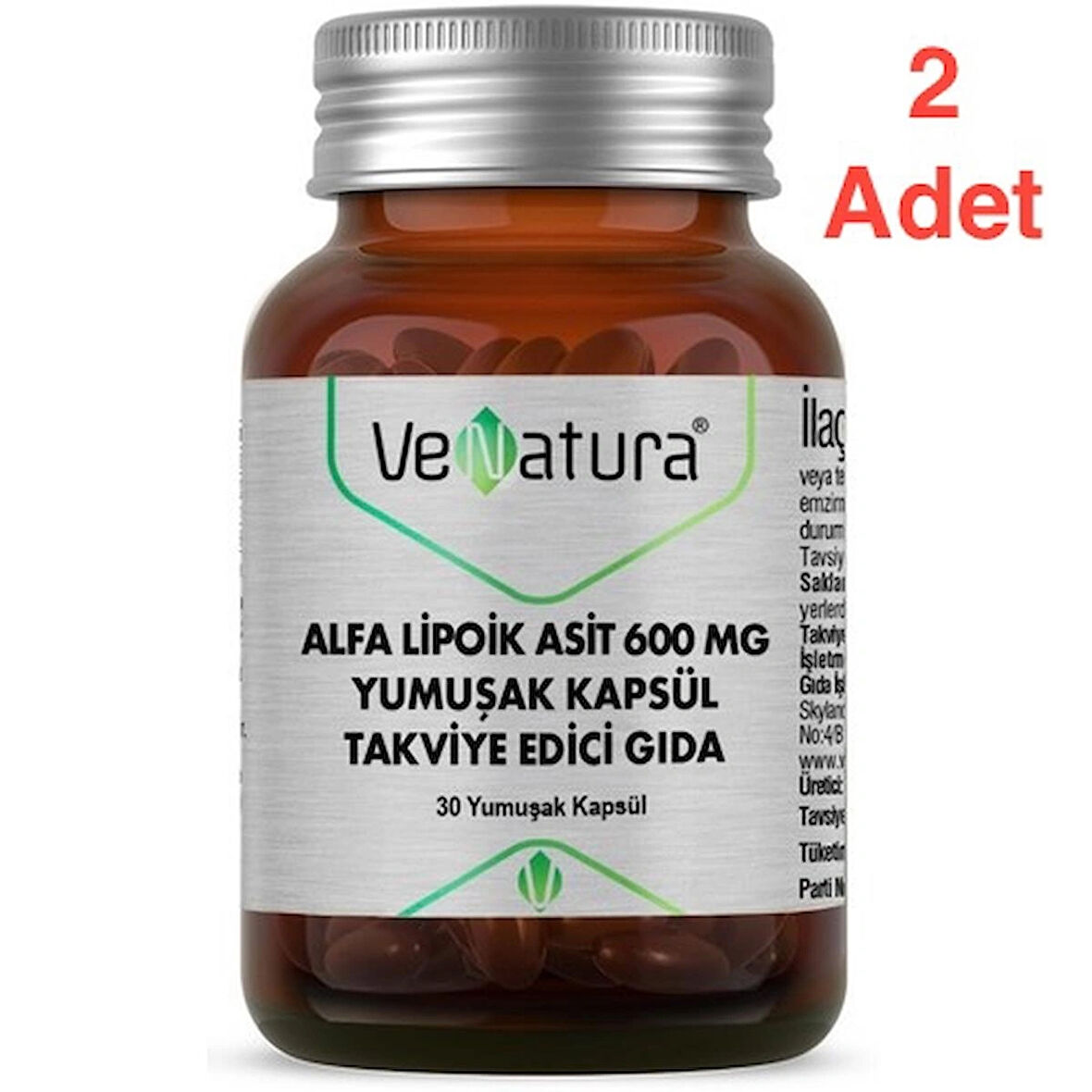 Venatura Alfa Lipoik Asit 600 Mg 30 Yumuşak Kapsül 2 Adet
