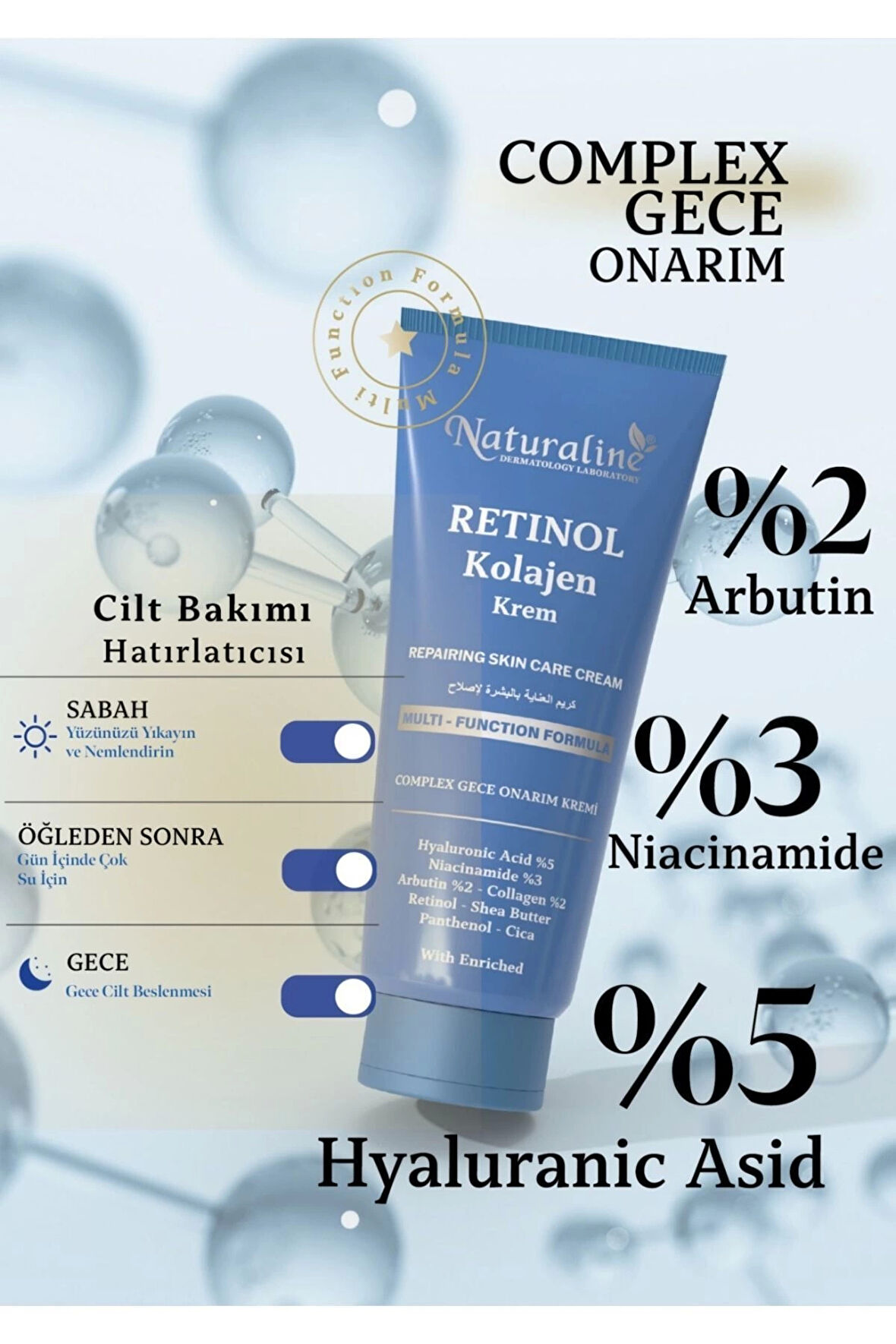 Naturaline Onarıcı Krem - Retinol Shea Butter Hyaluronic Acıd %5 Collagen % 2 Arbutin % 2 100ml