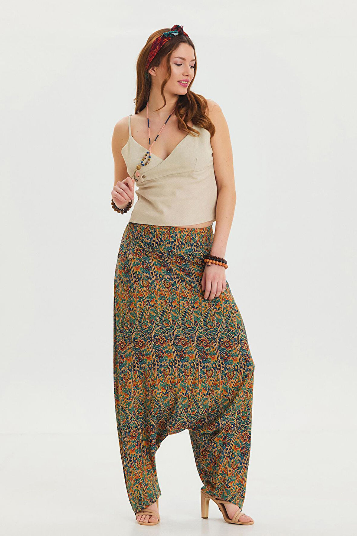Cep Detaylı Pacası Bağcıklı Etnik Pantolon