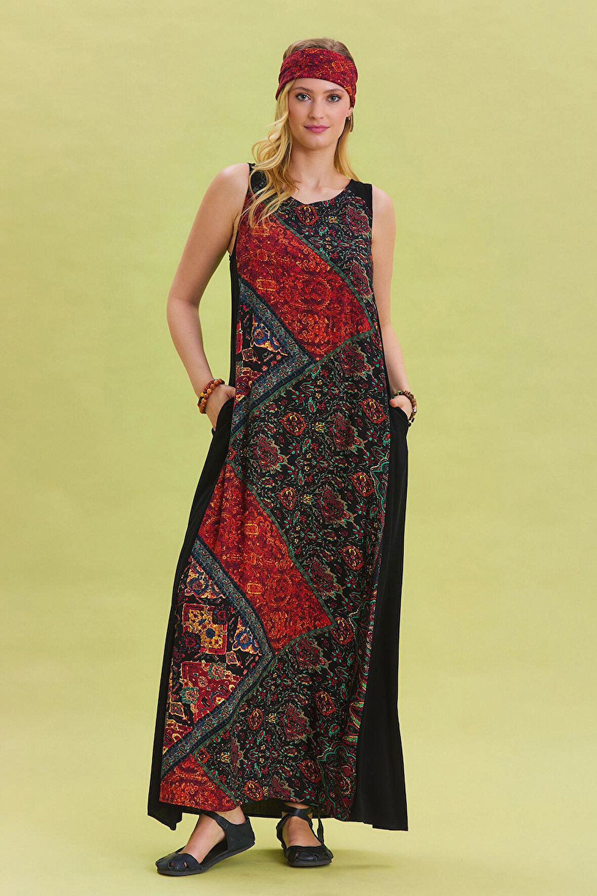 Bisiklet Yaka Cep Detaylı Salaş Elbise