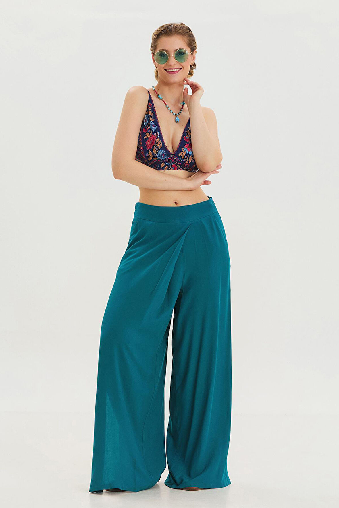 Fermuar Detaylı Cepli Kadın Yüksek Bel Pantolon