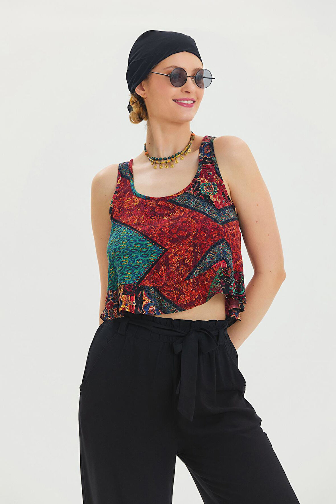Kalın Askılı Crop Bluz