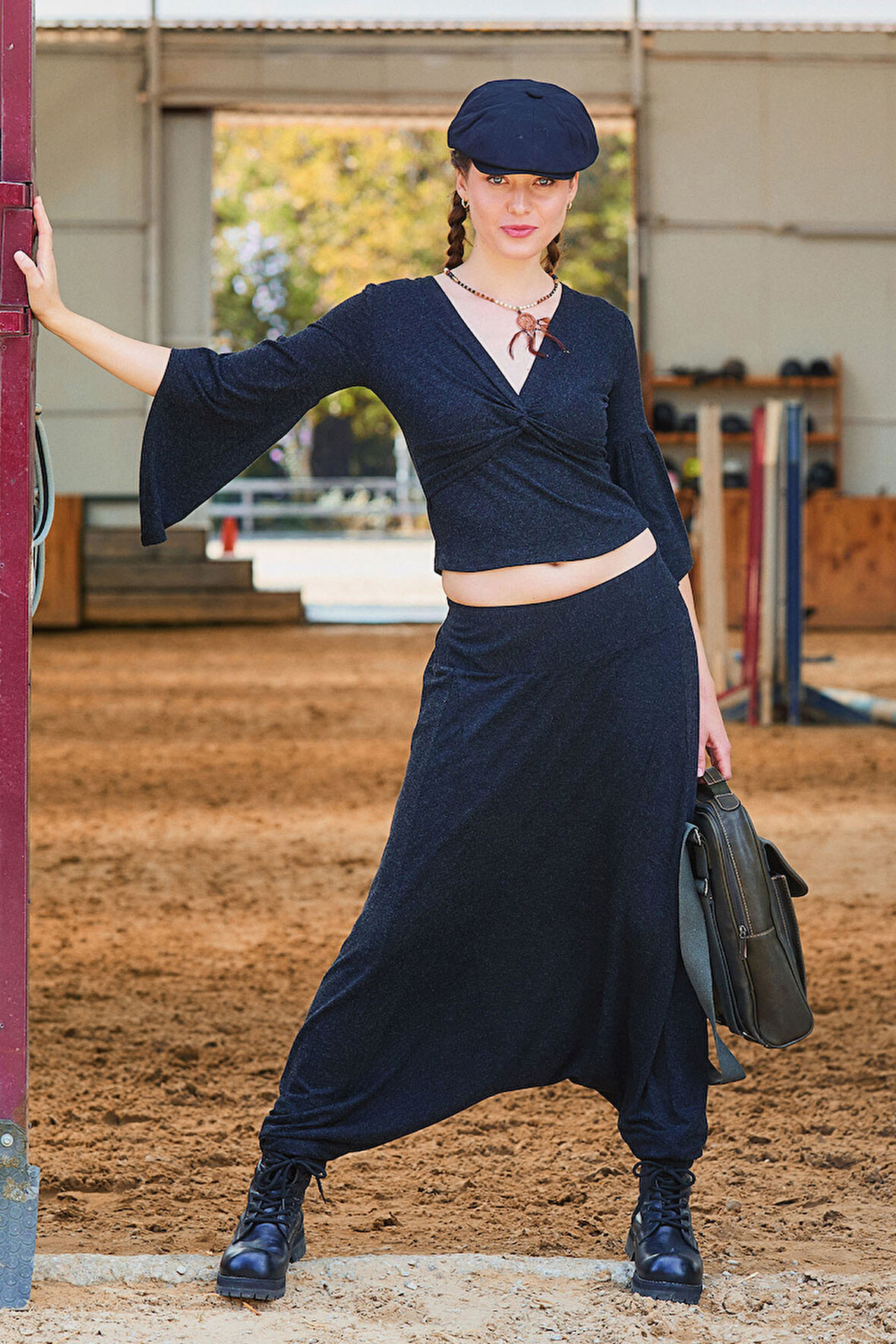 Paçası Lastikli Ağı Düşük Kadın Bohem Şalvar