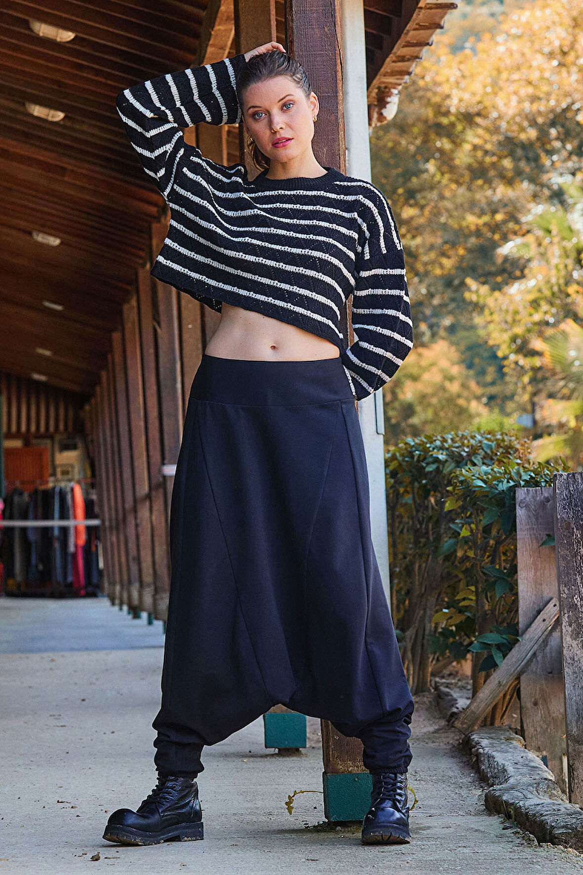 Beli Lastikli Ağı Düşük Kadın Salaş Pantolon