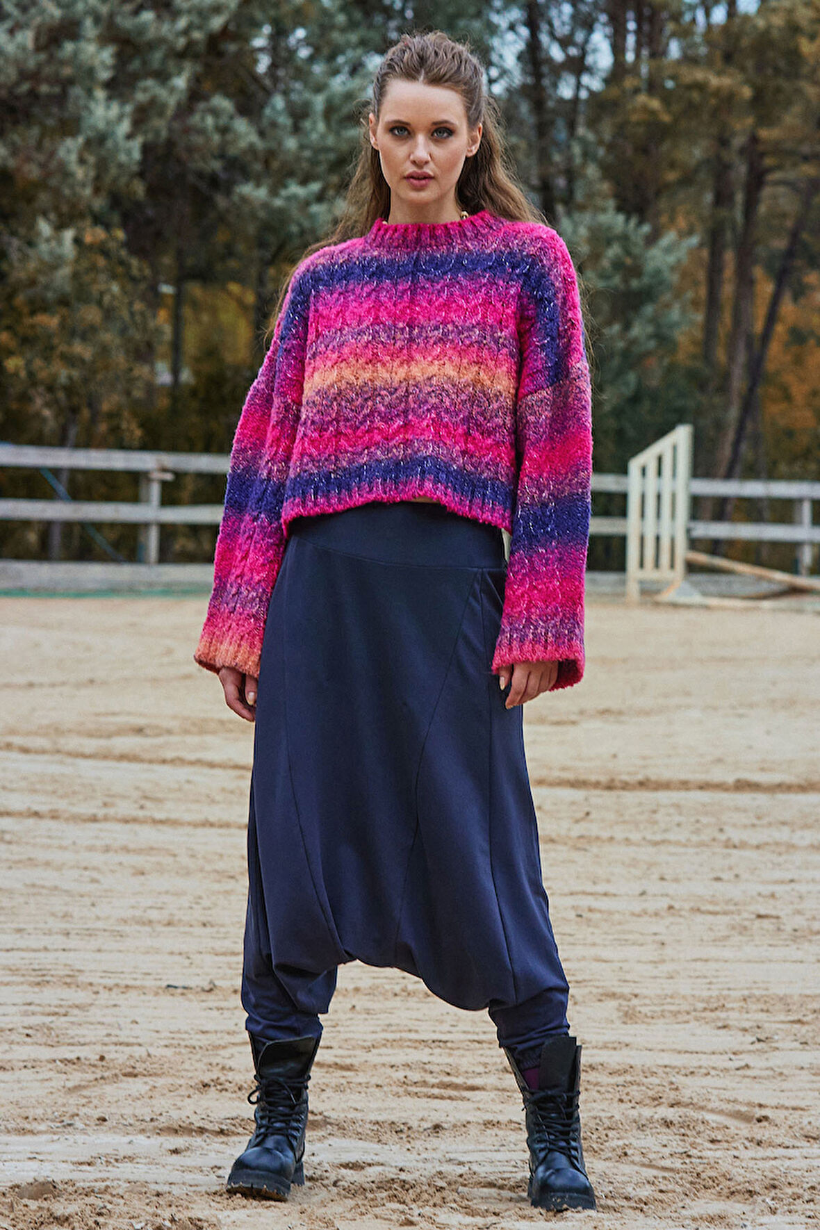 Beli Lastikli Ağı Düşük Kadın Salaş Pantolon