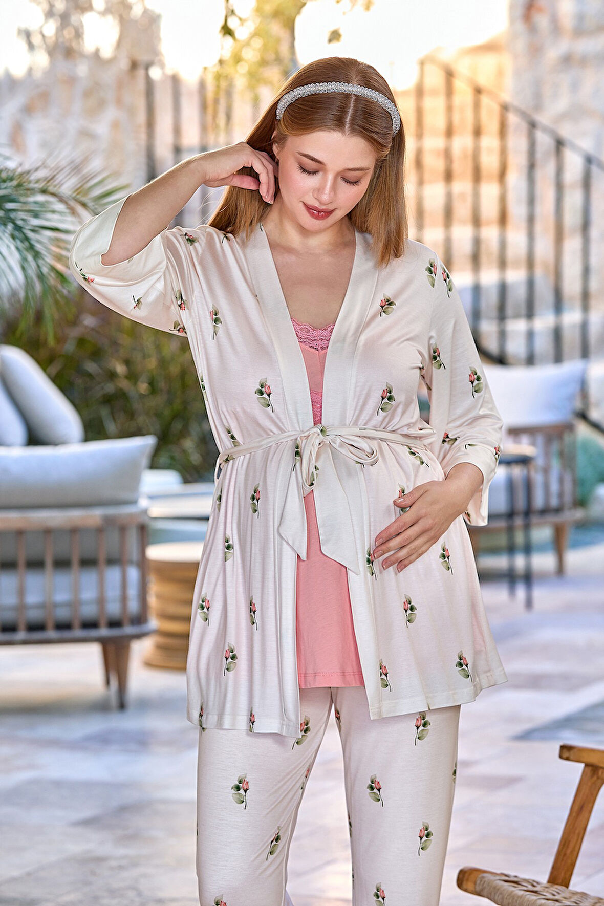 Aqua Sabahlıklı 3'lü Lohusa Pijama Takımı CossybyAqua 25627