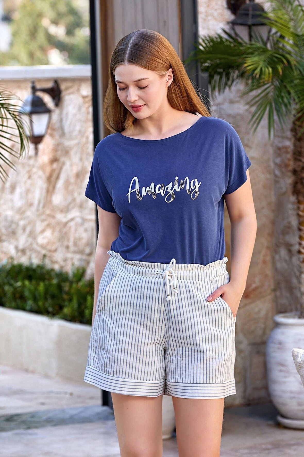 Cossy By Aqua Kadın İndigo Şort Takım A25765 