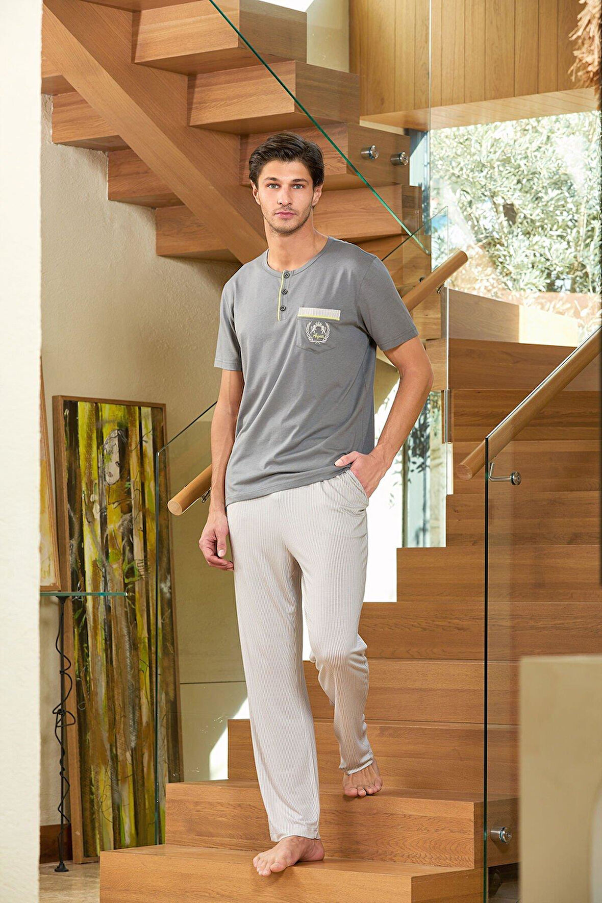 Cossy By Aqua Erkek Antrasit Pijama Takım A25908 