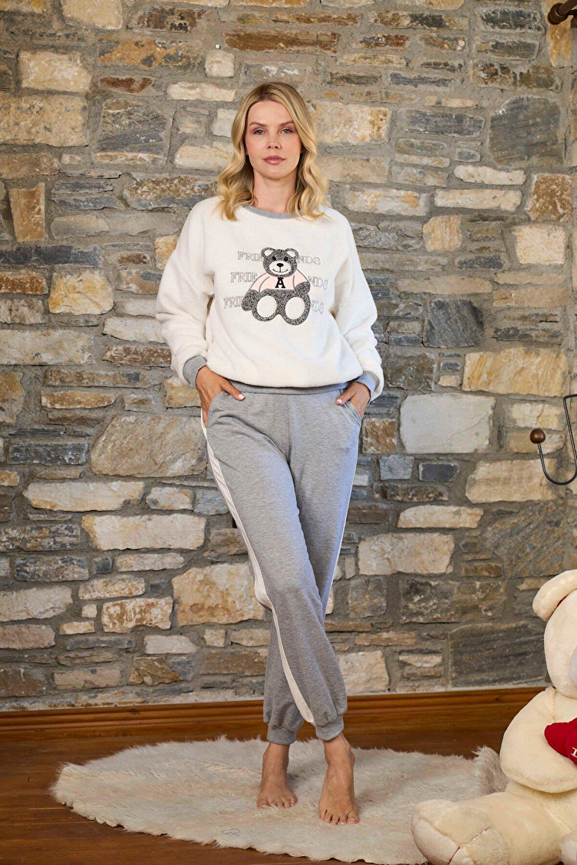 Cossy By Aqua Kadın Krem Pijama Takımı 26234 