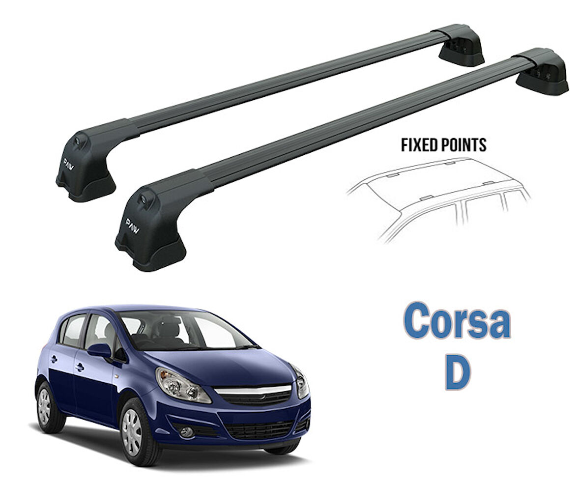 Opel Corsa D Portbagaj Taşıyıcı Ara Atkısı Siyah Set 2007-2015 Paw Pro 3