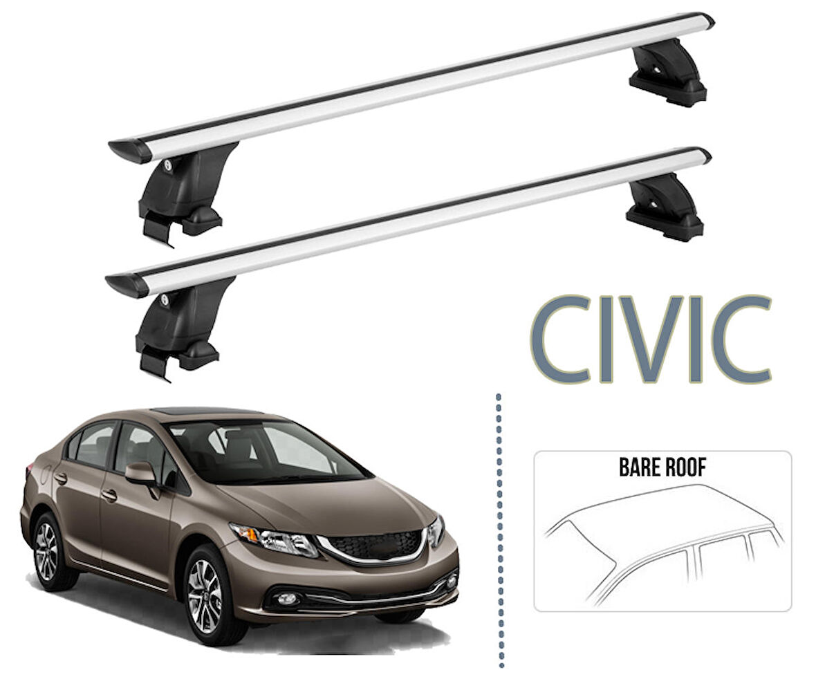 Honda Civic Sedan Ara Atkısı Tavan Taşıyıcı 2014-2017 Gri Set Pro 4