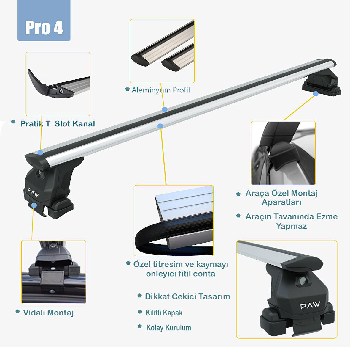 Tyt Yaris Oluksuz Ara Atkısı 2014-2020 Gri Seri Pro 4