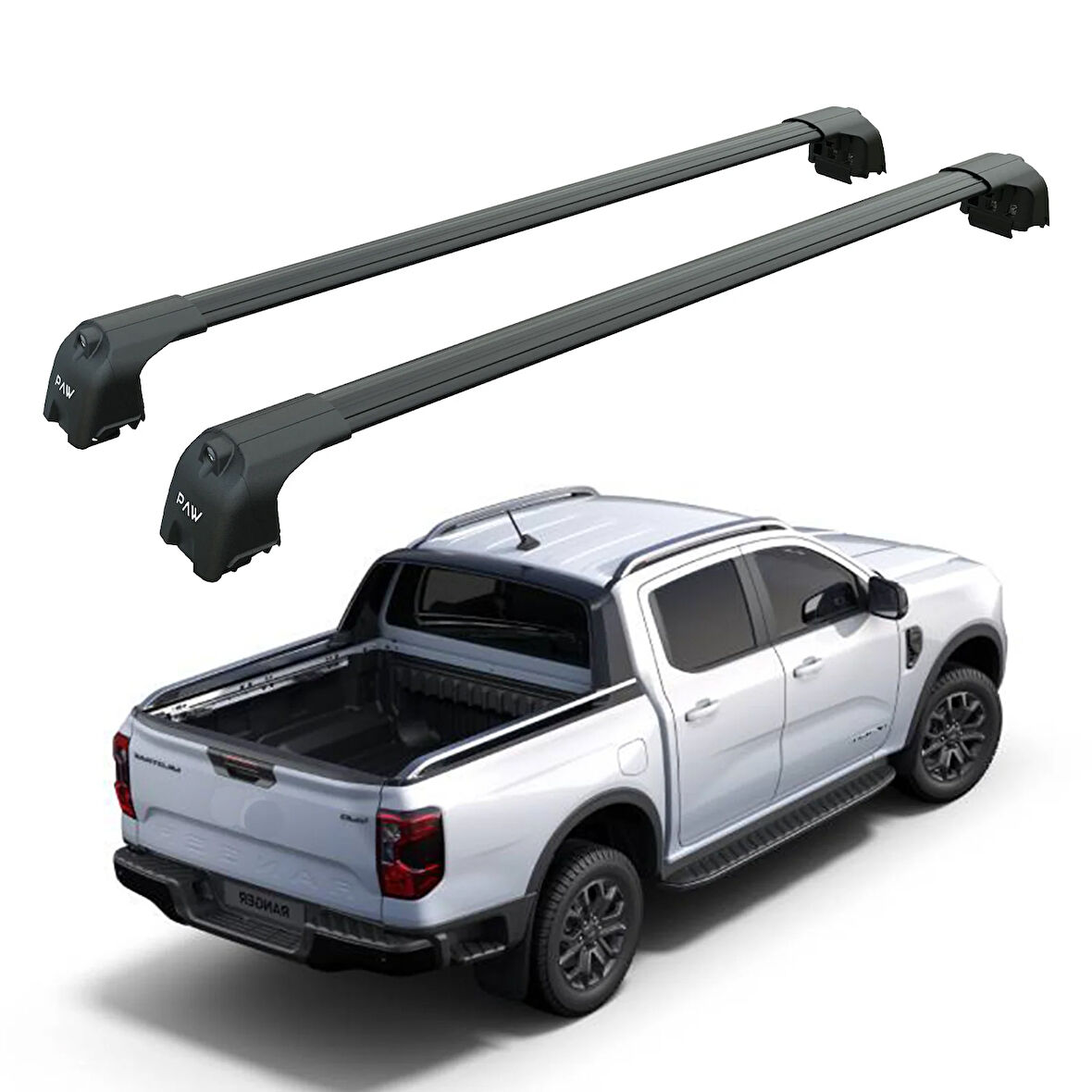 Ford Ranger Wildtrak (2023-2025) Kasa Üstü Bed Rack Taşıyıcı Bar – Siyah | Kilitli Sistem |