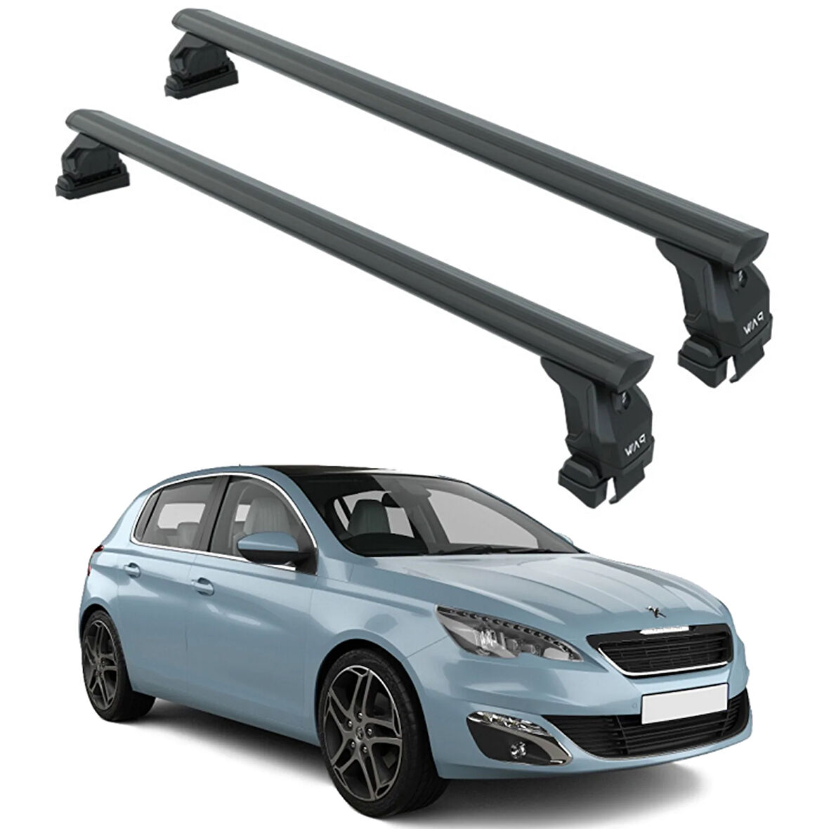 Peugeot 308 20213-2021 Oluksuz Üst Tavan Portbagaj Taşıyıcı Ara Atkısı Toros Serisi Pro 4 Siyah