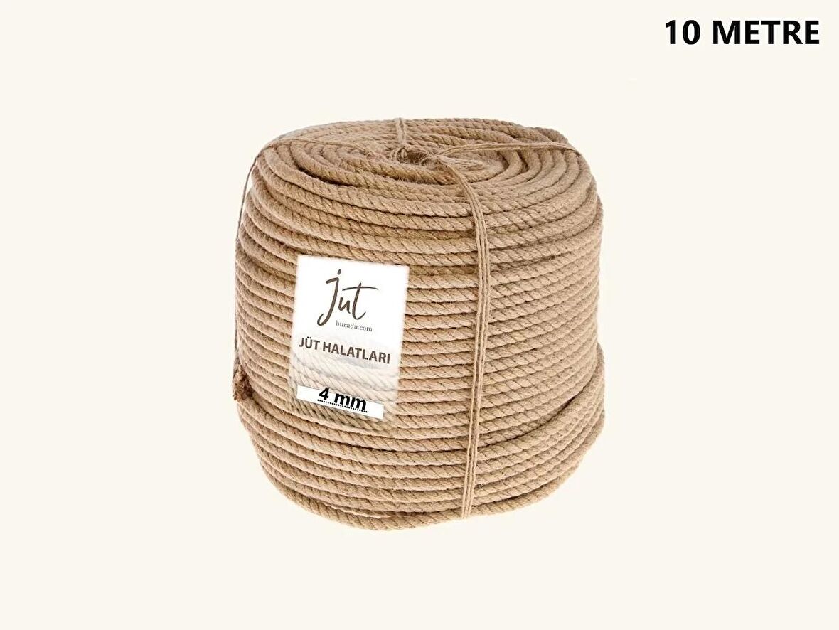 Jütburada Jüt Halat 4 mm 10 Metre Hasır Dekor Süsleme İp