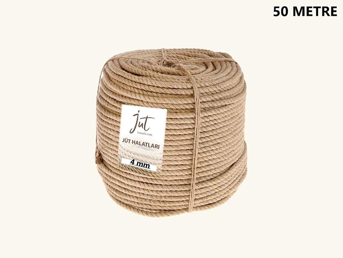 Jütburada Jüt Halat 4 mm 50 Metre Hasır Dekor Süsleme İp