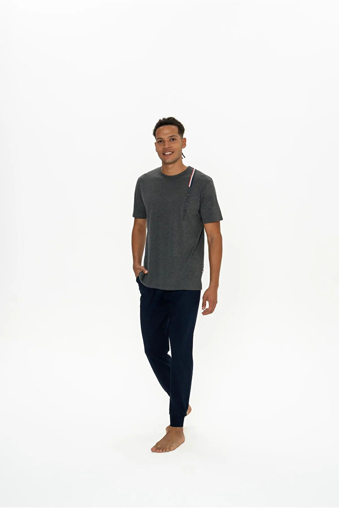 U.S. Polo Assn. Erkek Yazı Detaylı Yuvarlak Yaka Pijama Takım