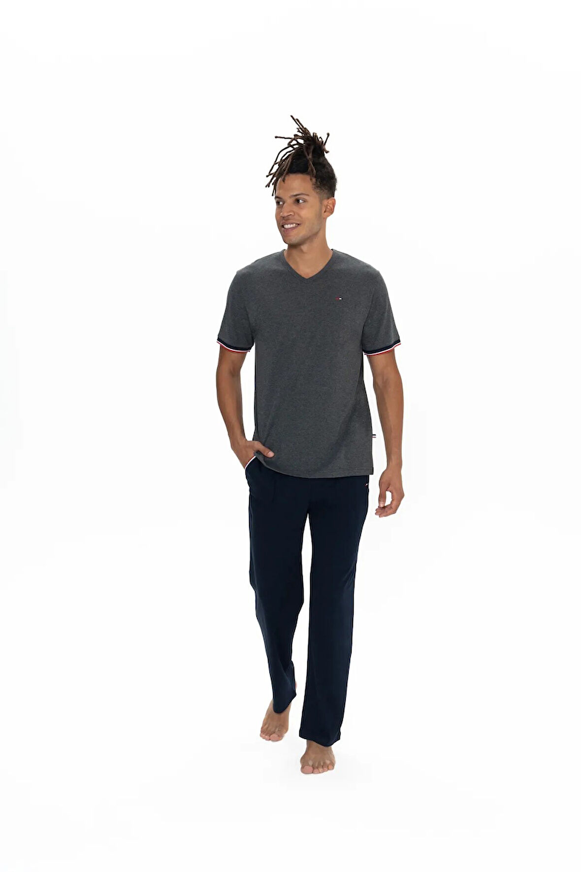 U.S. Polo Assn. Erkek Battal Boy V Yaka Pijama Takım