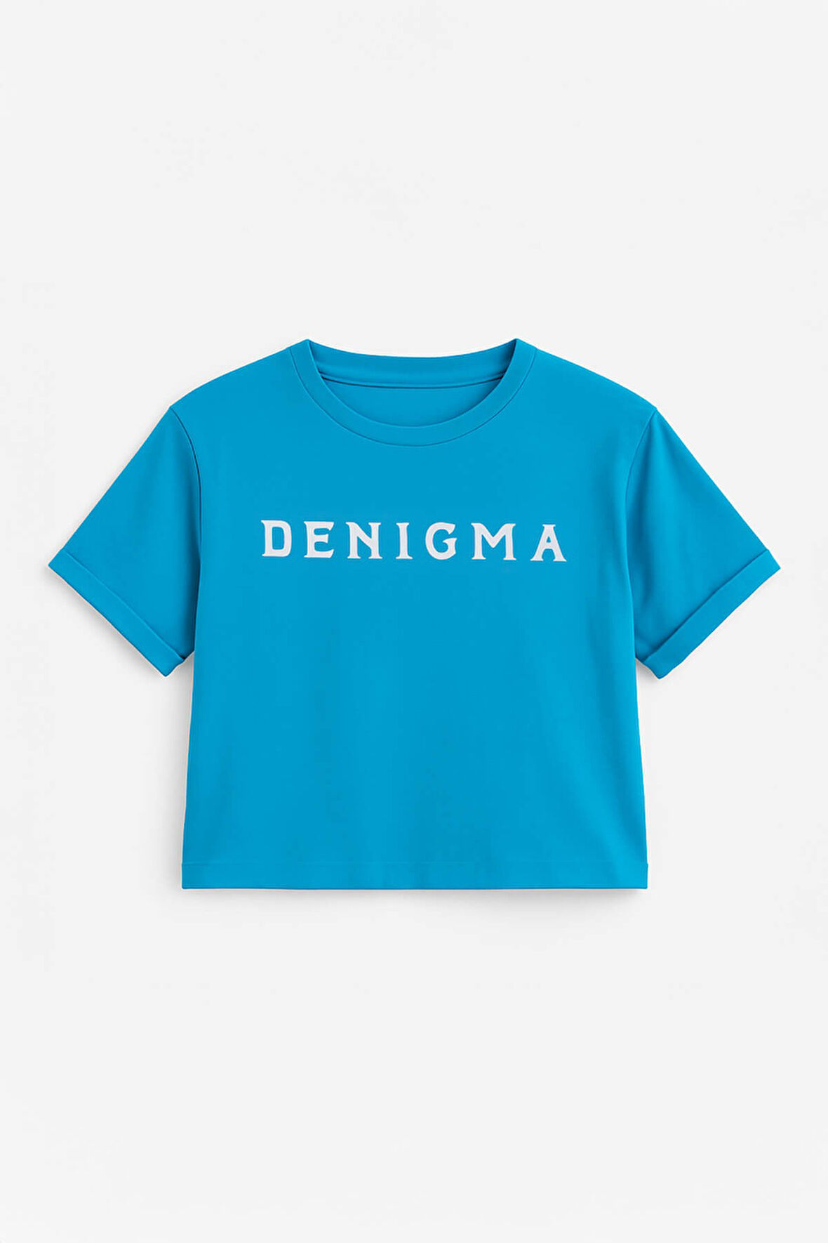 Kadın Bisiklet Yaka Kısa Kollu Crop T-Shirt