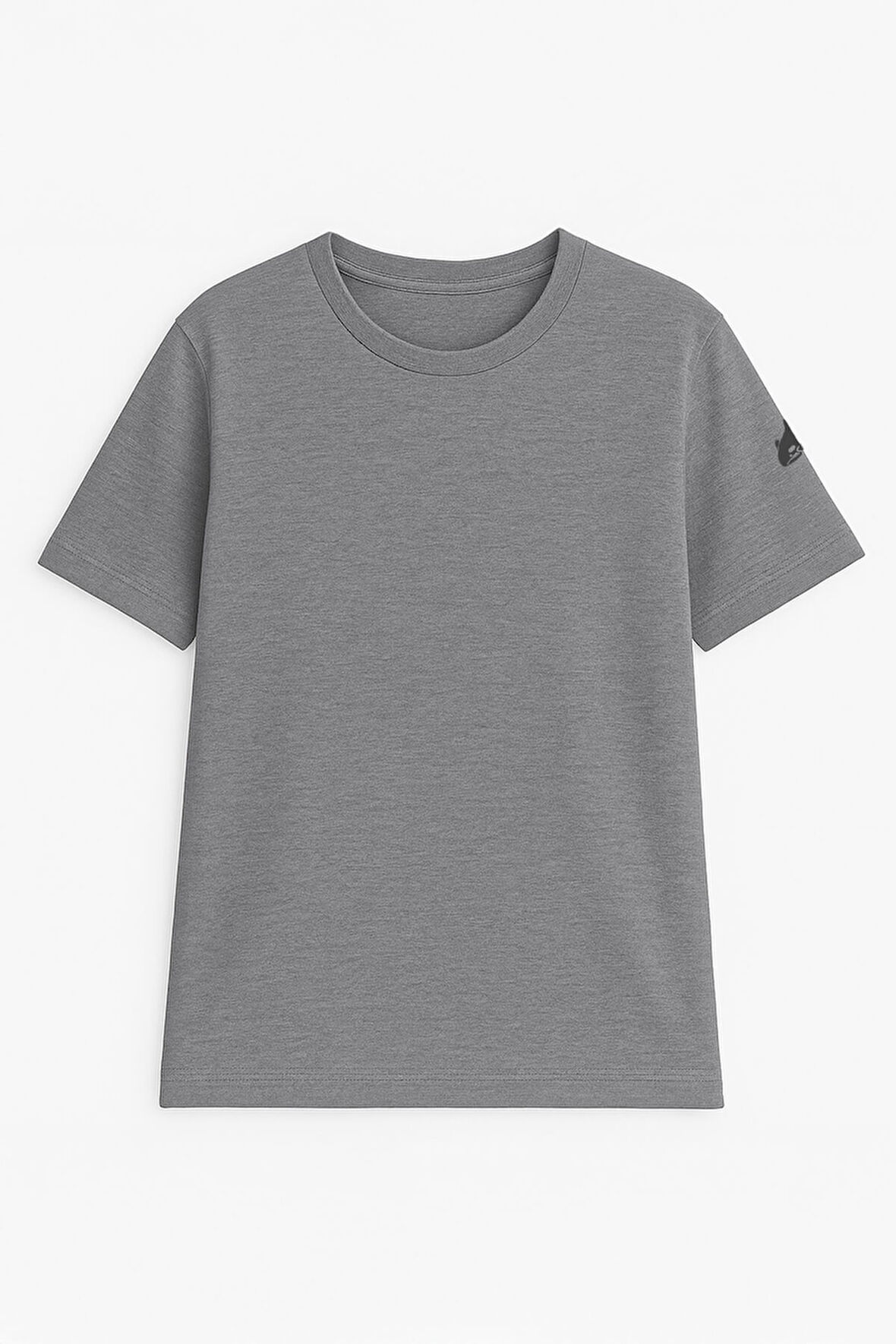 Erkek Bisiklet Yaka Basic Düz Kısa Kollu Gri T-shirt