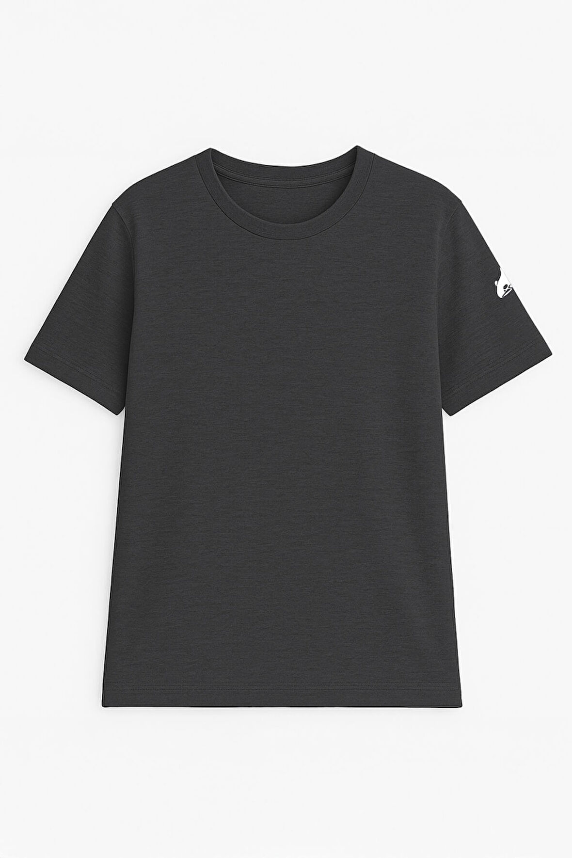 Erkek Bisiklet Yaka Basic Düz Kısa Kollu Gri T-shirt