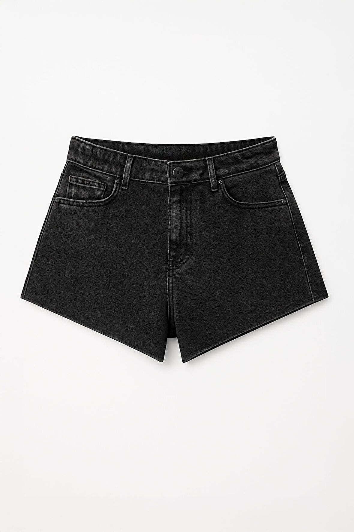 Kadın Yüksek Bel Püsküllü Paça Jean Şort