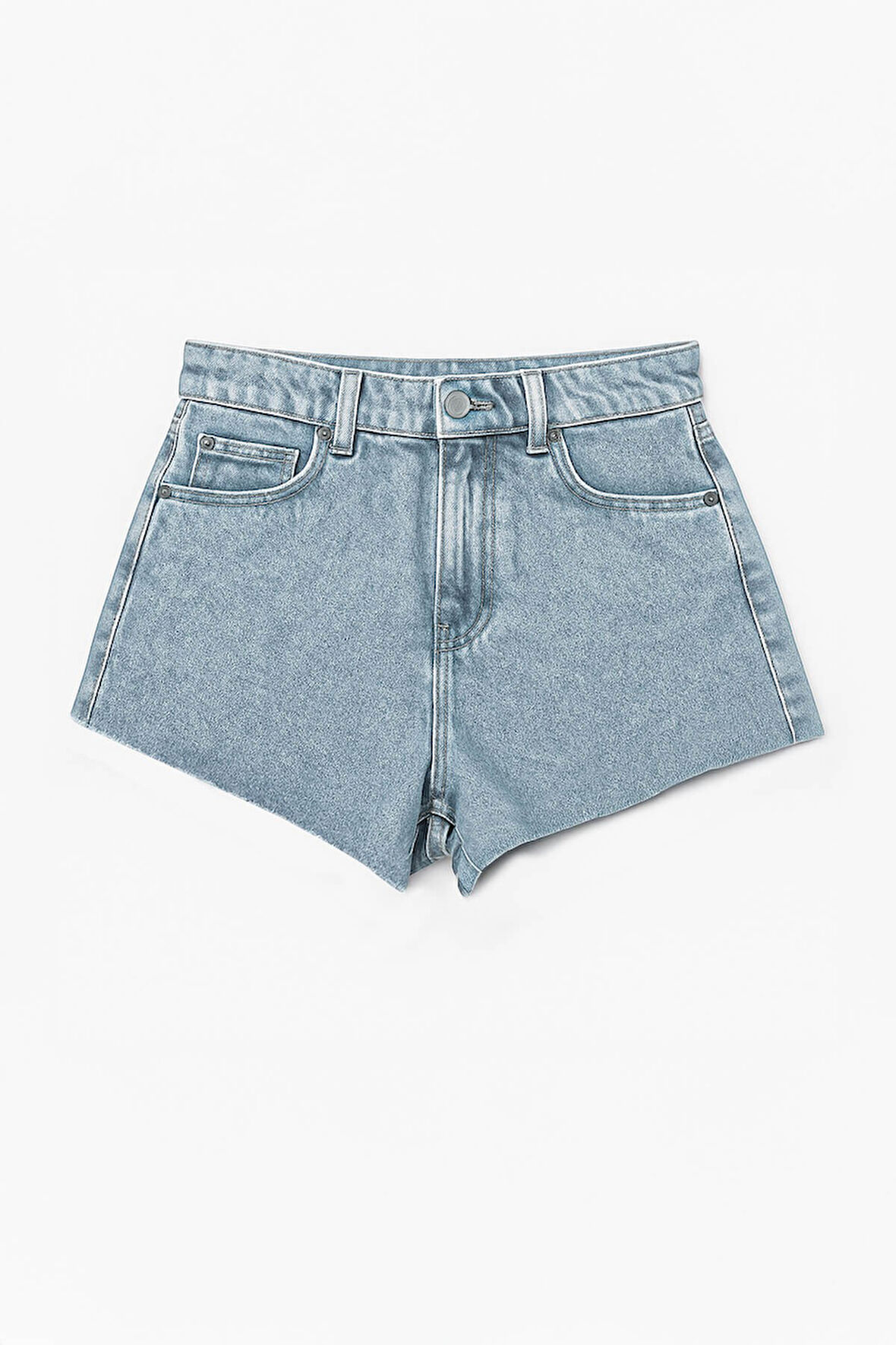 Kadın Yüksek Bel Püsküllü Paça Jean Şort
