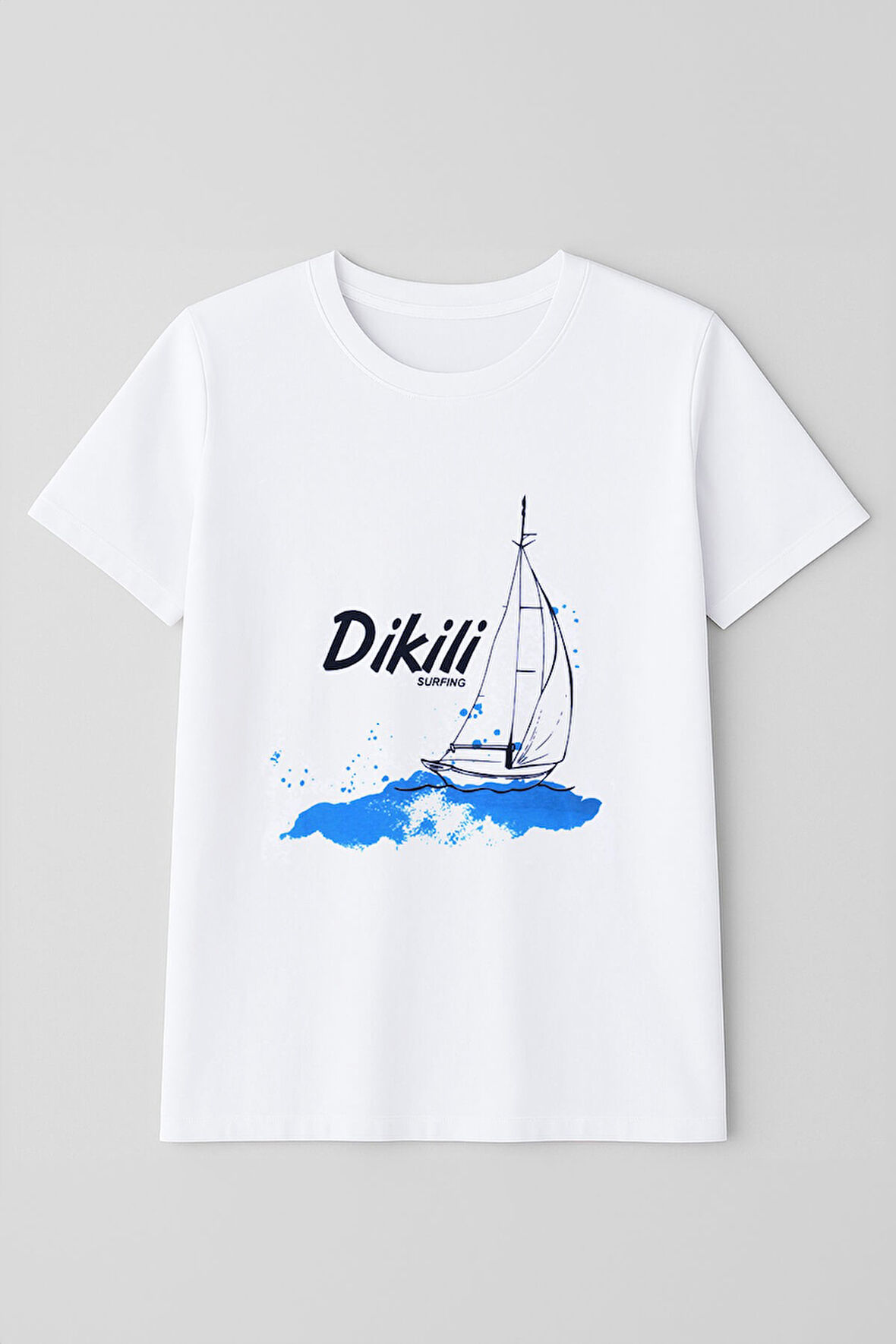 Kadın Bisiklet Yaka %100 Pamuk Dikili Baskılı Kısa Kollu T-Shirt