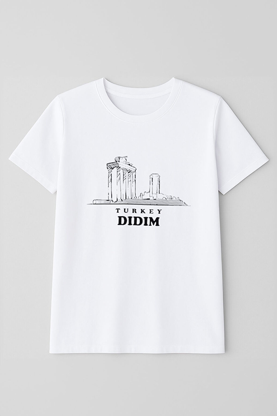 Kadın Bisiklet Yaka %100 Pamuk Didim Baskılı Kısa Kollu T-Shirt
