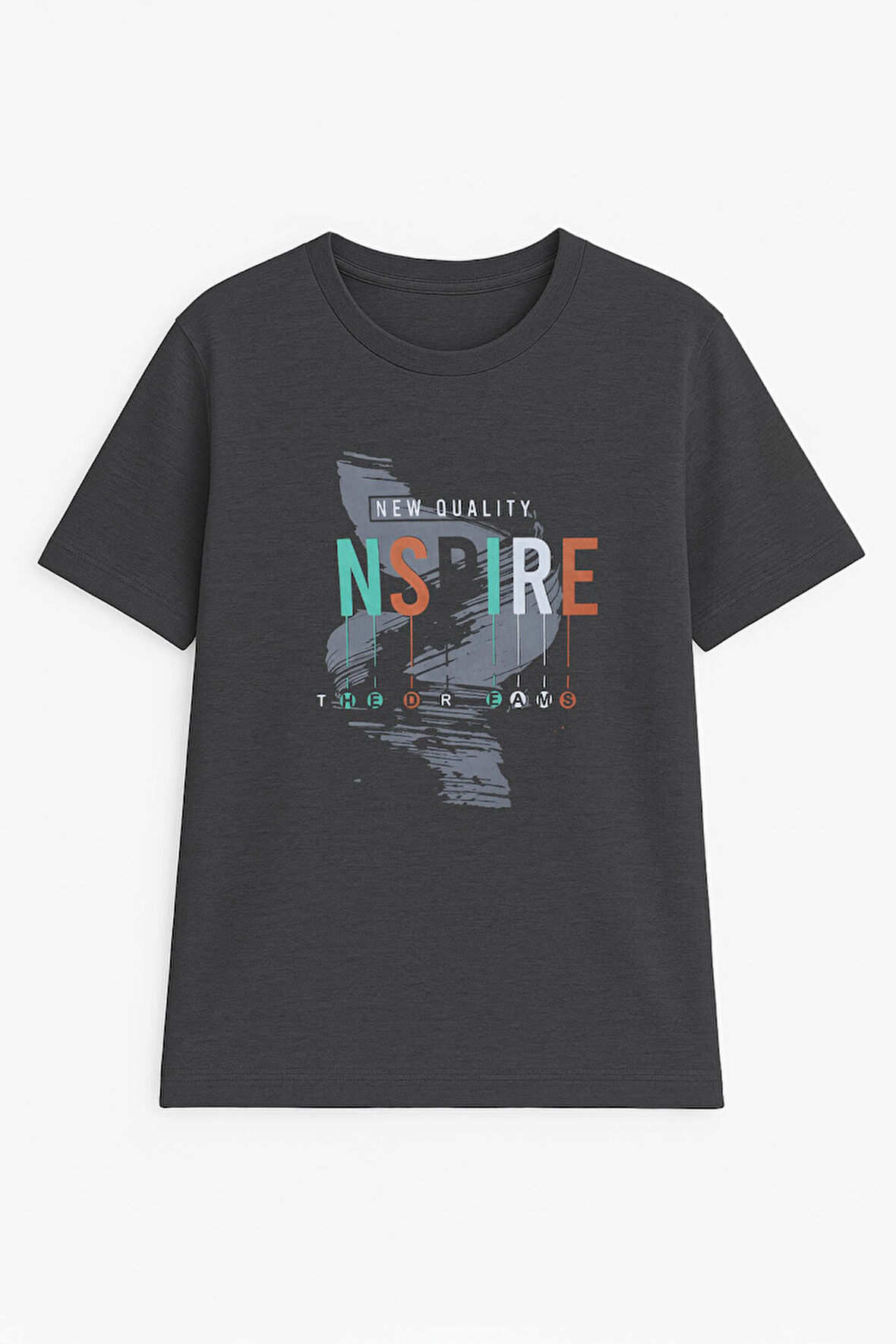 Erkek %100 Pamuk Bisiklet Yaka Yazı Baskılı T-shirt