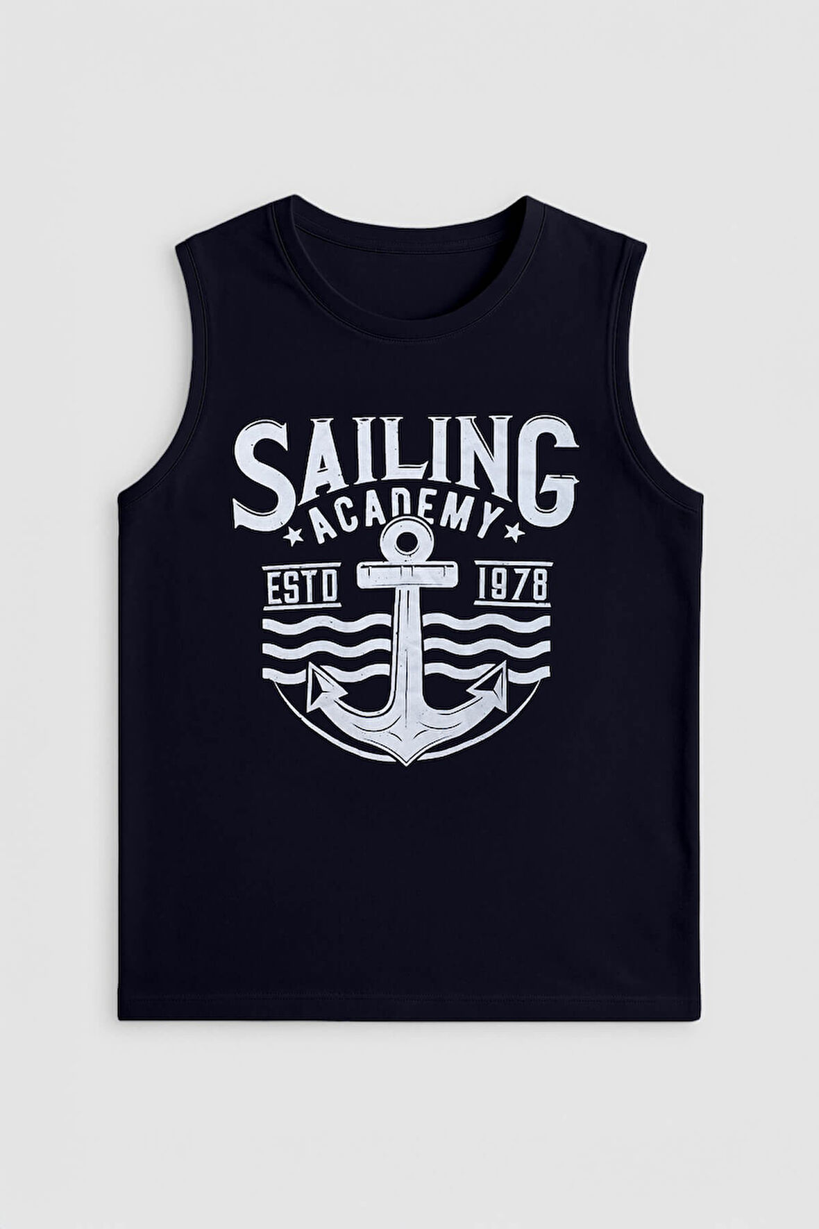 Erkek %100 Pamuk Bisiklet Yaka Baskılı Kolsuz T-shirt