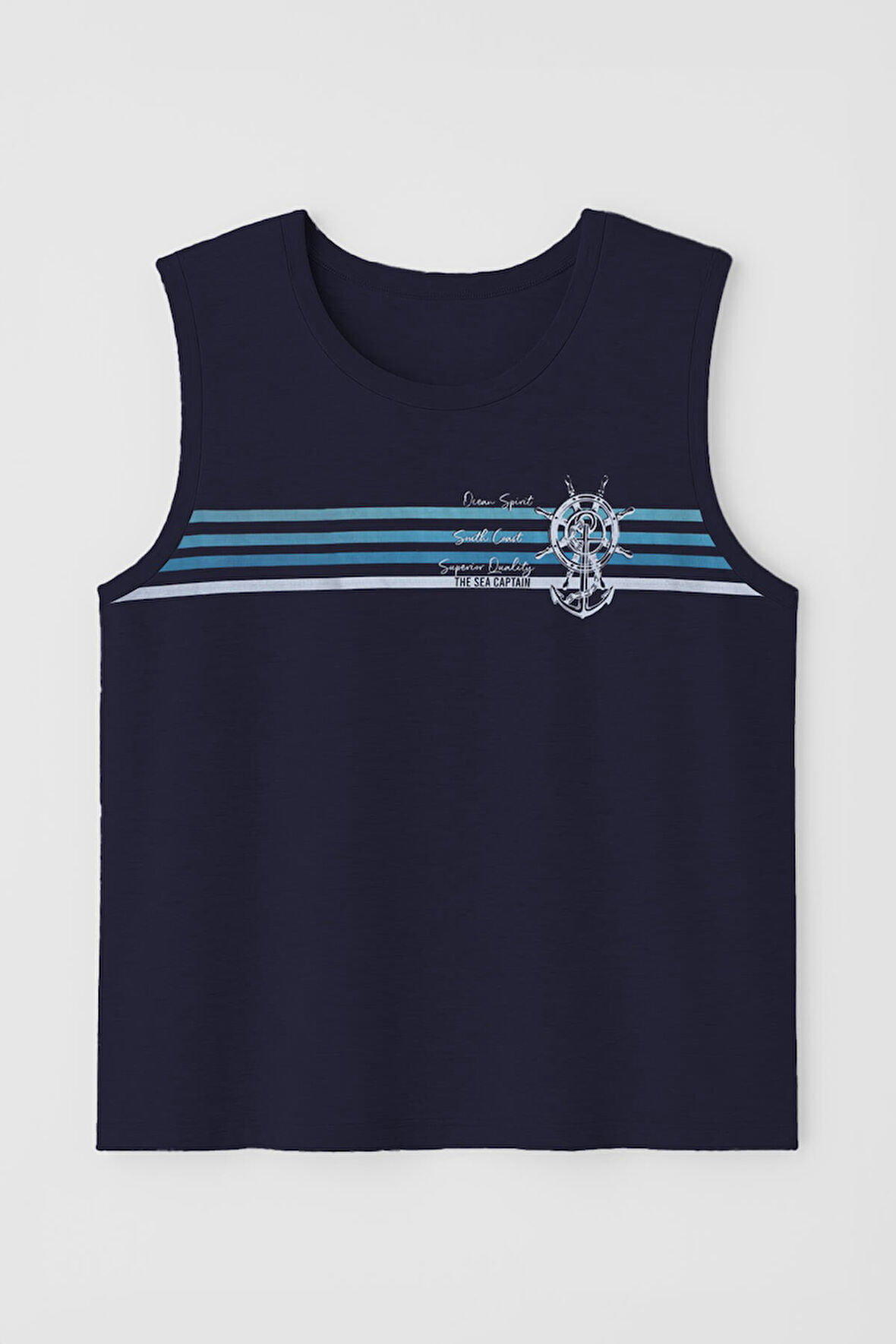 Erkek %100 Pamuk Bisiklet Yaka Çapa Baskılı Kolsuz T-shirt