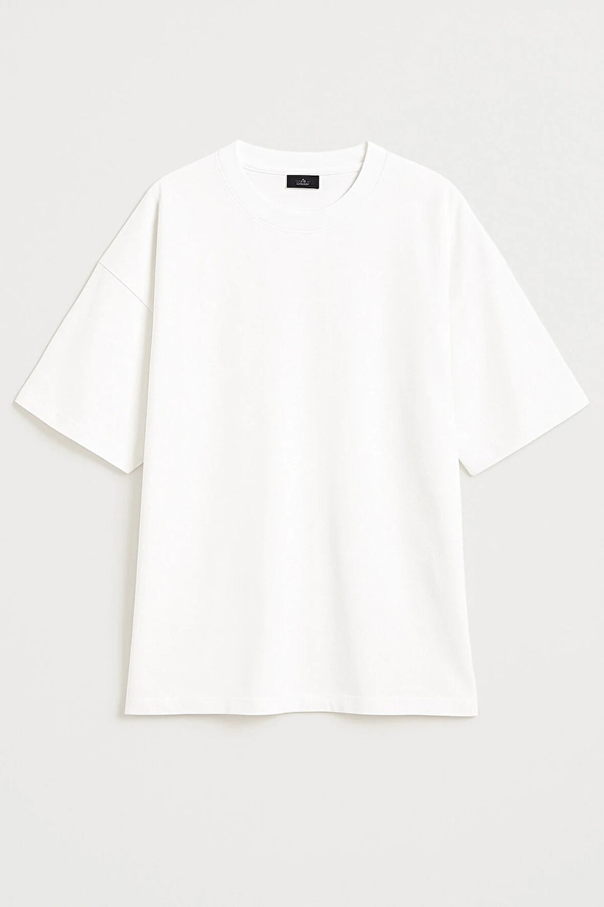 Kadın Bisiklet Yaka Oversize %100 Pamuk T-Shirt