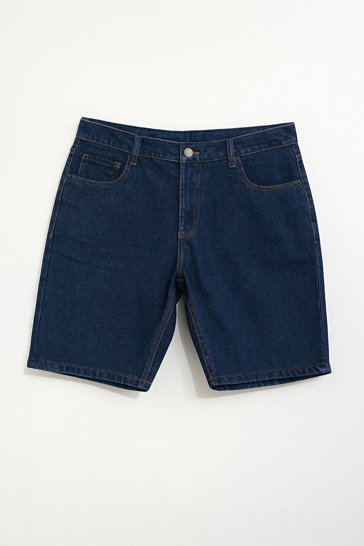 Erkek Regular Fit Rahat Kalıp Koyu Mavi Jean Şort