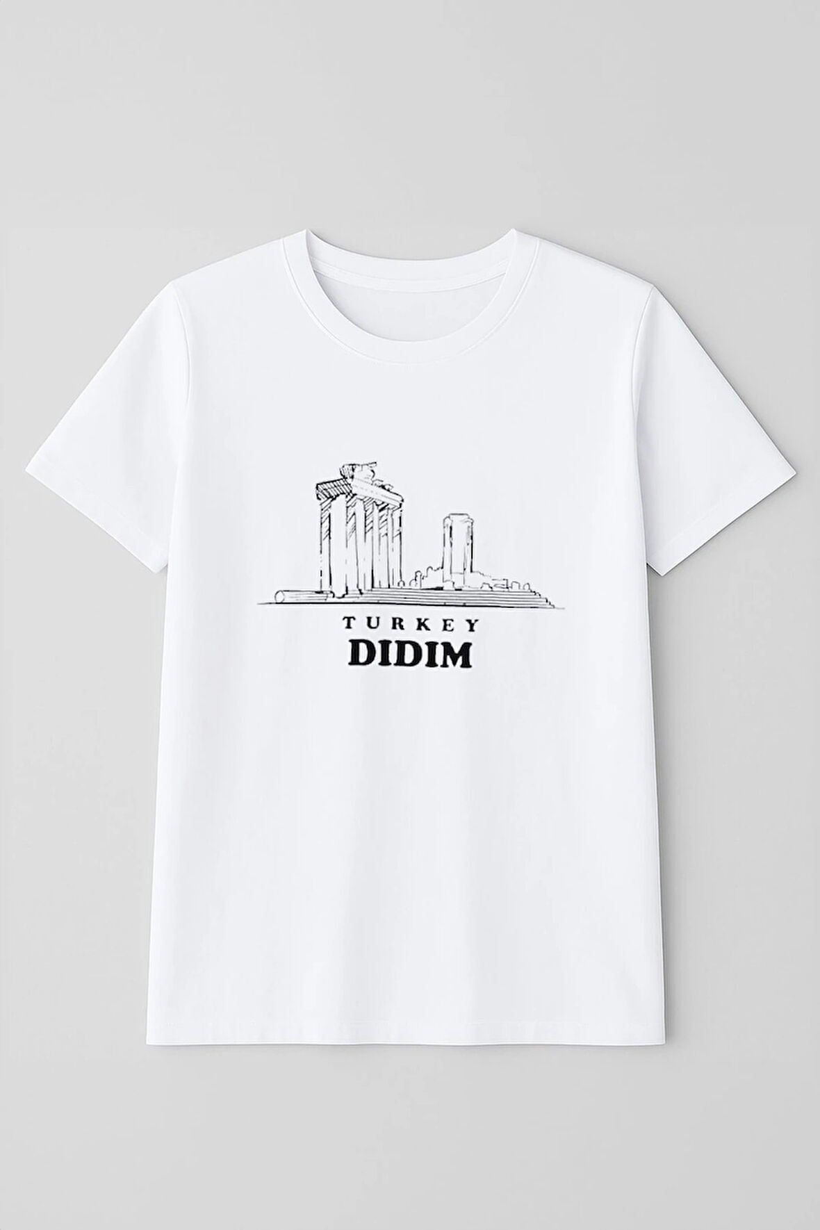 Erkek Bisiklet Yaka %100 Pamuk Didim Baskılı Kısa Kollu T-shirt