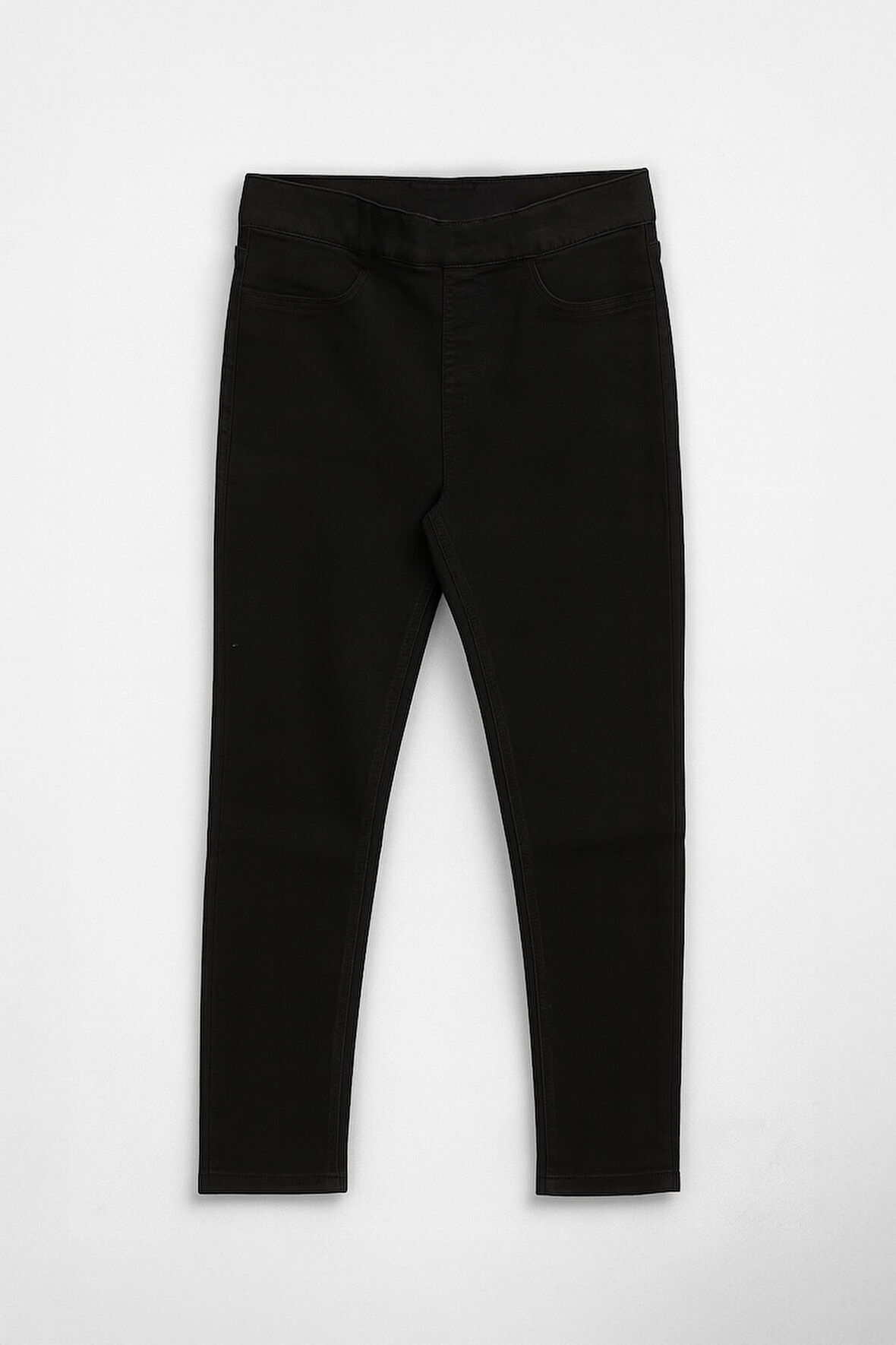 Kadın Beli Lastikli Siyah Tayt Jean Pantolon