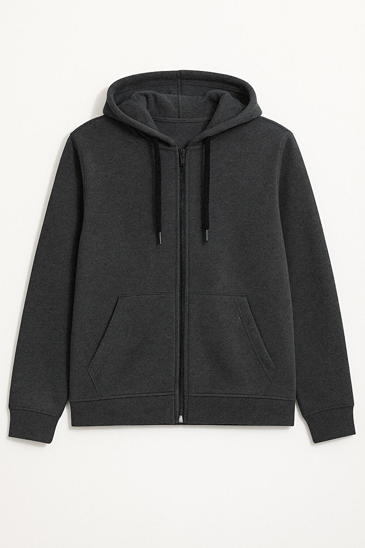 Kadın Fermuarlı Kapüşonlu Cepli İçi Polarlı Sweatshirt