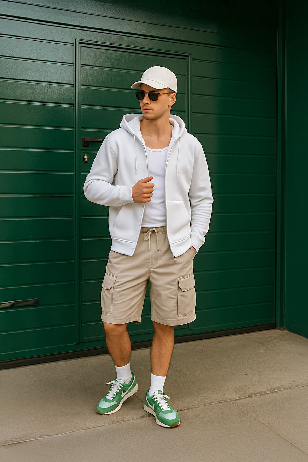 Erkek Fermuarlı Kapüşonlu Cepli İçi Polarlı Sweatshirt