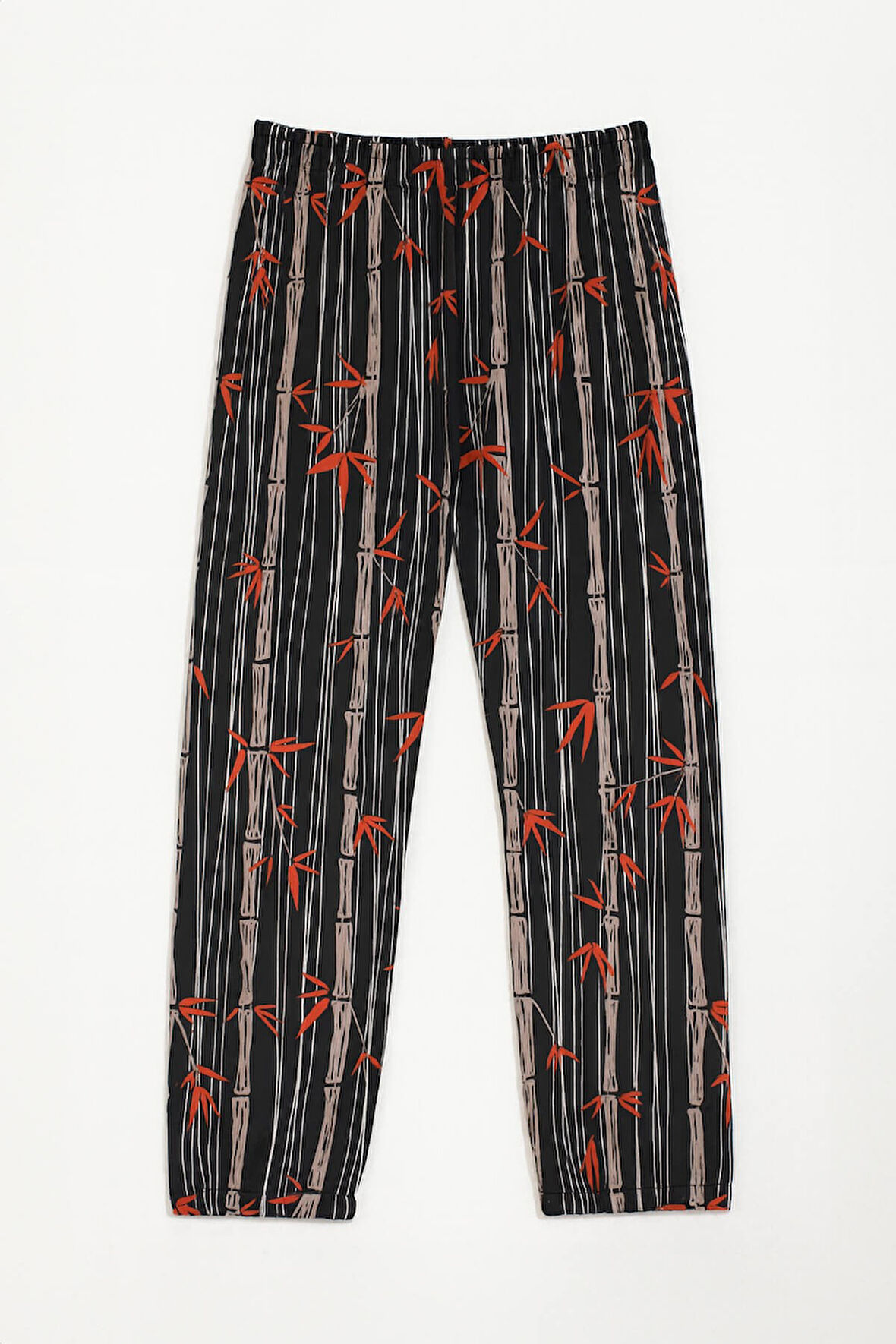 Kadın Yumuşak Kadife Dokulu Bambu Desenli Pijama Altı