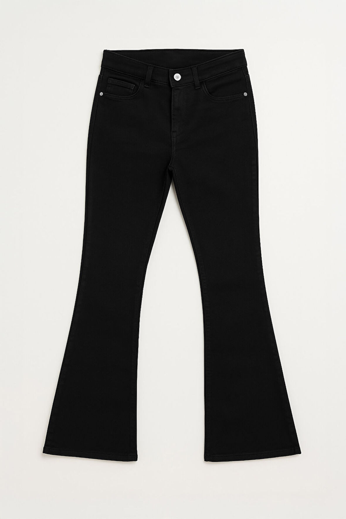 Kadın İspanyol Paça Skinny Fit Siyah Jean Pantolon