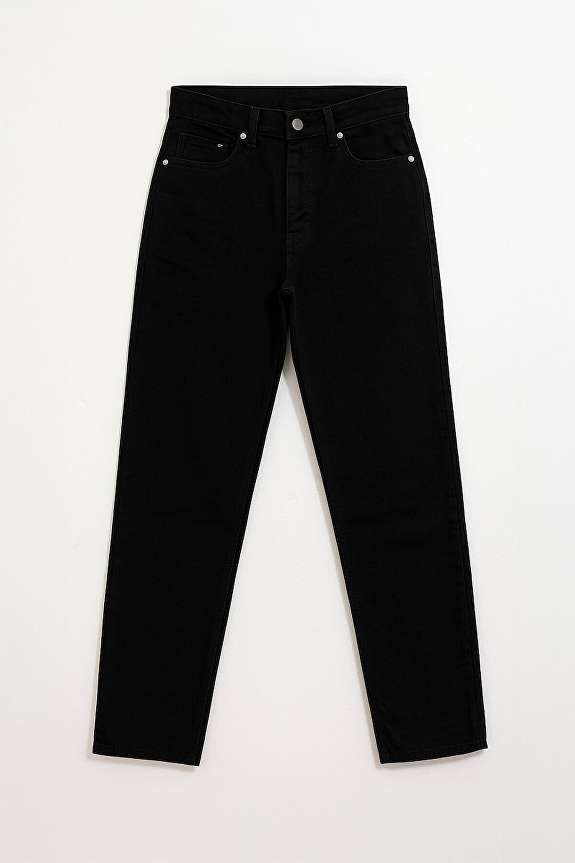 Kadın Yüksek Bel Mom Fit Siyah Jean Pantolon