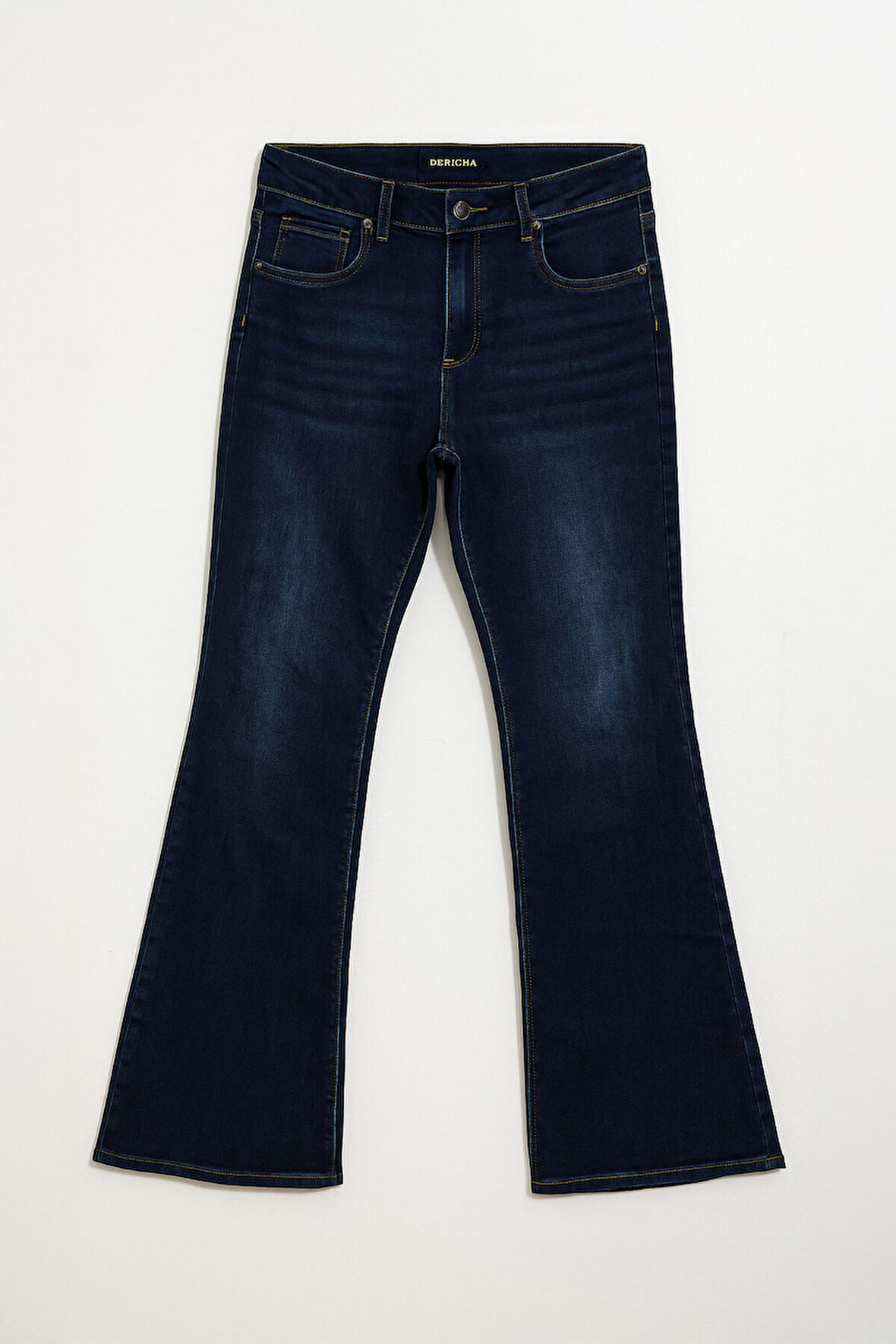 Kadın Yüksek Bel Likralı İspanyol Paça Jean Pantolon