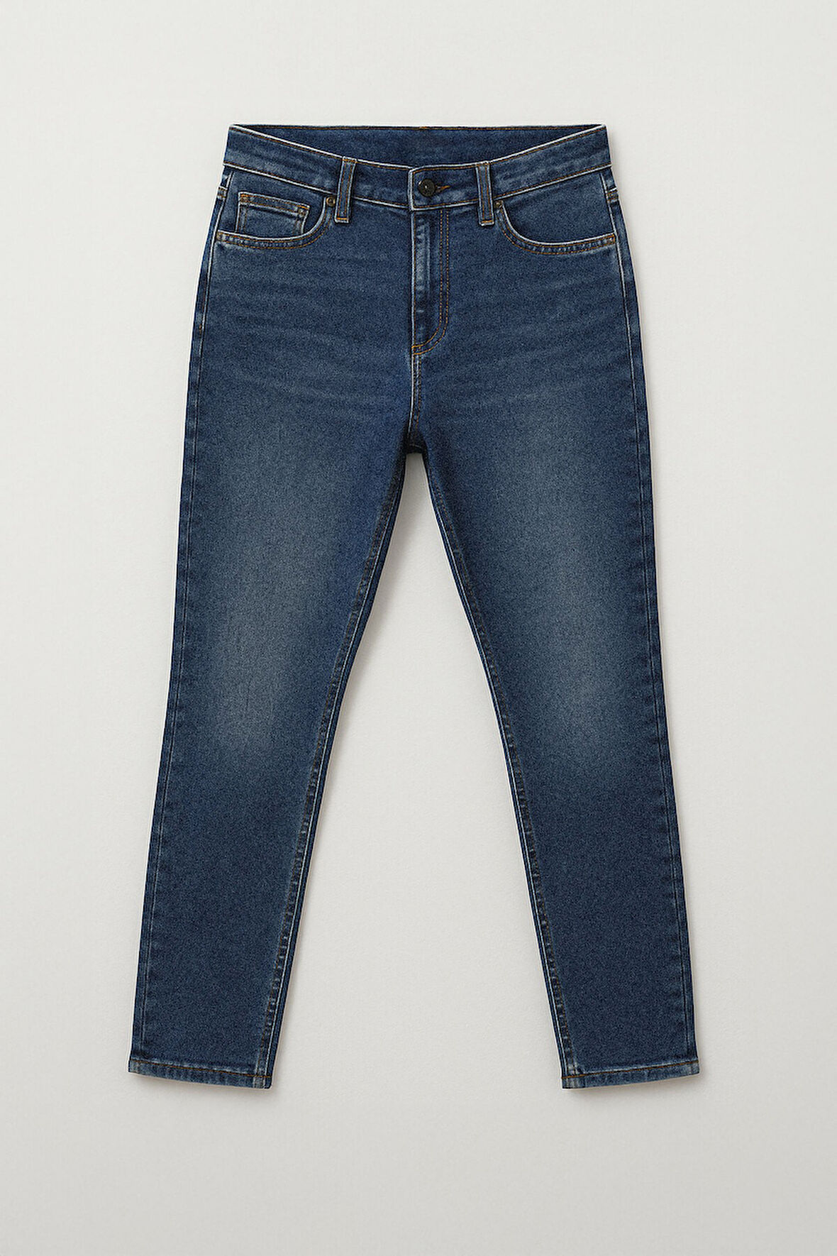 Kadın Likralı Skinny Fit Dar Paça Mavi Jean Pantolon