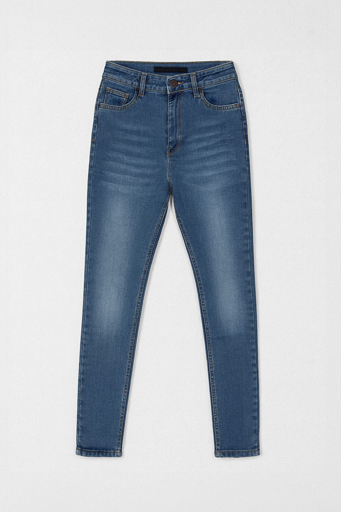 Kadın Yüksek Bel Skinny Fit Dar Paça Mavi Jean Pantolon