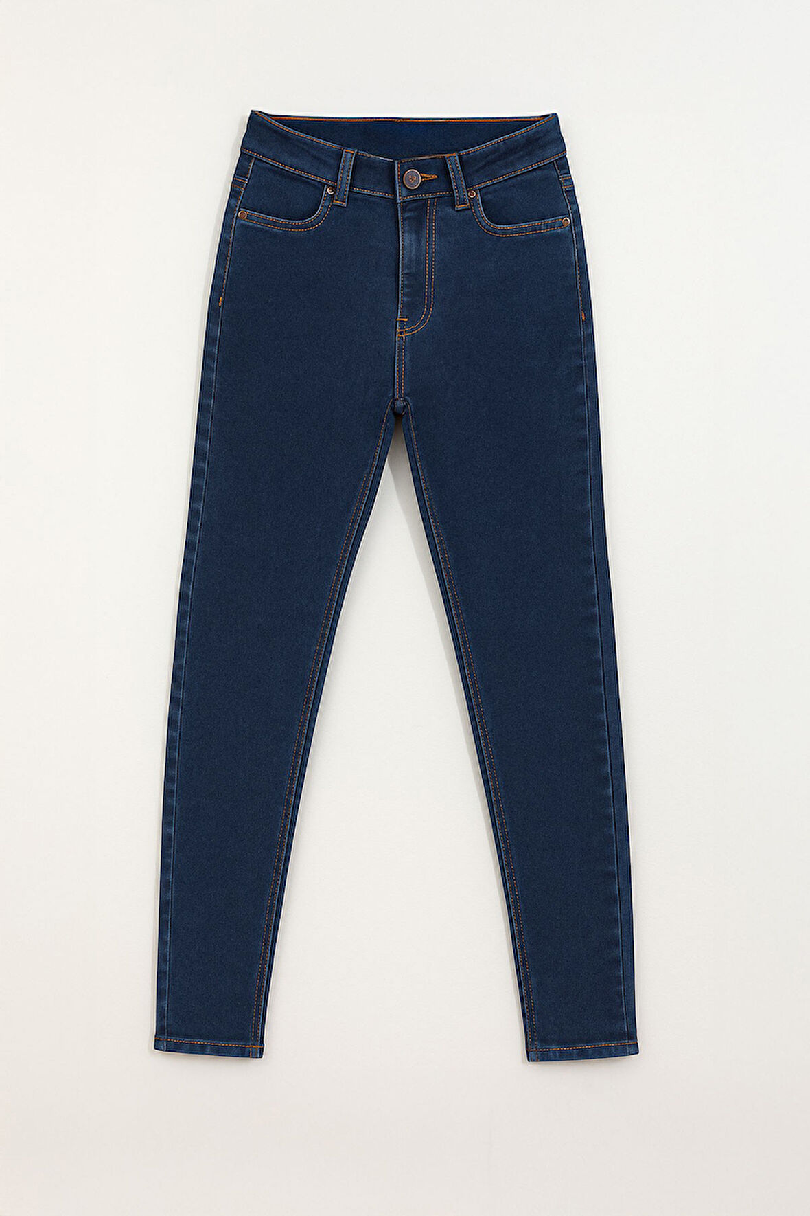 Kadın Yüksek Bel Süper Skinny Koyu Mavi Jean Pantolon